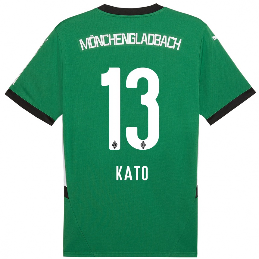 Kids Football Mizuho Kato #13 Green White Away Jersey 2024/25 T-Shirt Nz