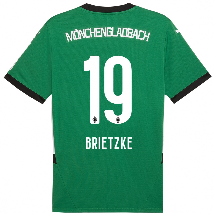 Kids Football Yvonne Brietzke #19 Green White Away Jersey 2024/25 T-Shirt Nz