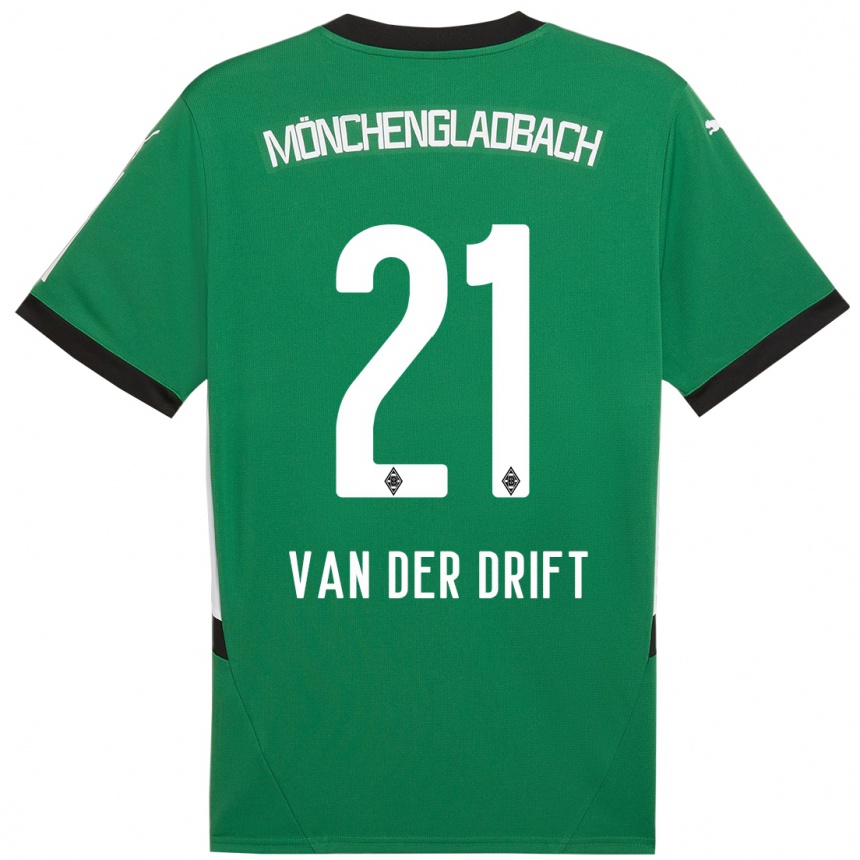 Kids Football Suus Van Der Drift #21 Green White Away Jersey 2024/25 T-Shirt Nz