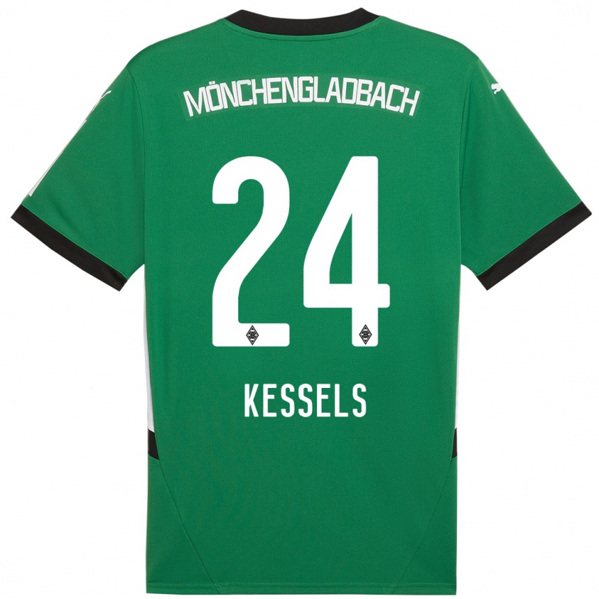 Kids Football Imke Kessels #24 Green White Away Jersey 2024/25 T-Shirt Nz