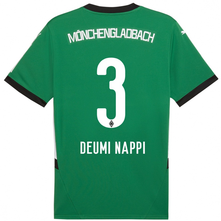 Kids Football Dimitrie Deumi Nappi #3 Green White Away Jersey 2024/25 T-Shirt Nz