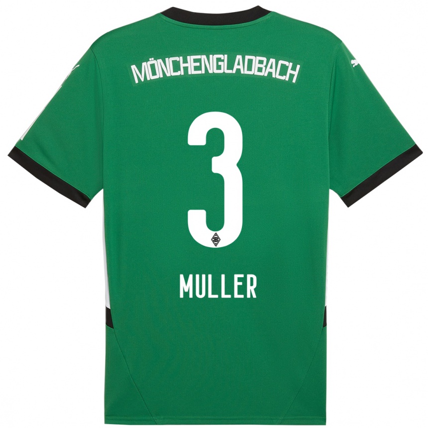 Kids Football Barbara Müller #3 Green White Away Jersey 2024/25 T-Shirt Nz