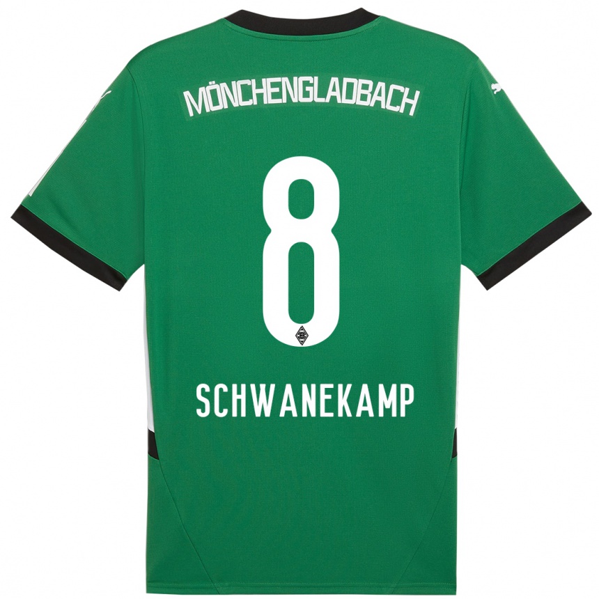 Kids Football Jana Schwanekamp #8 Green White Away Jersey 2024/25 T-Shirt Nz