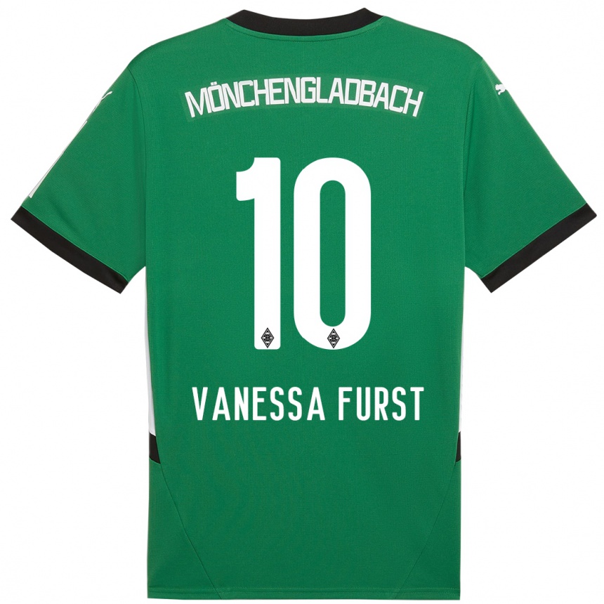 Kids Football Vanessa Fürst #10 Green White Away Jersey 2024/25 T-Shirt Nz