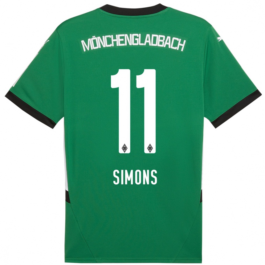 Kids Football Kelly Simons #11 Green White Away Jersey 2024/25 T-Shirt Nz