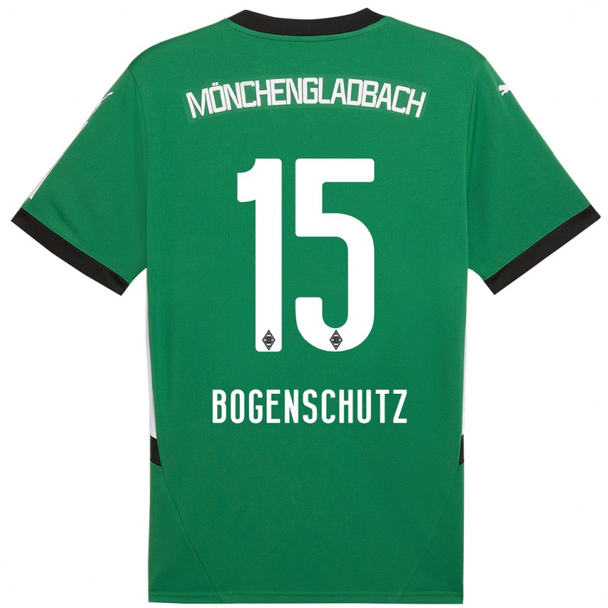 Kids Football Kerstin Bogenschutz #15 Green White Away Jersey 2024/25 T-Shirt Nz