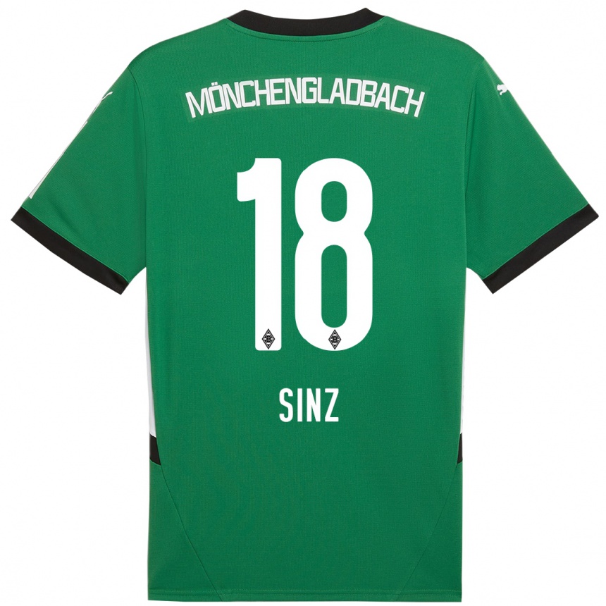 Kids Football Michelle Sinz #18 Green White Away Jersey 2024/25 T-Shirt Nz