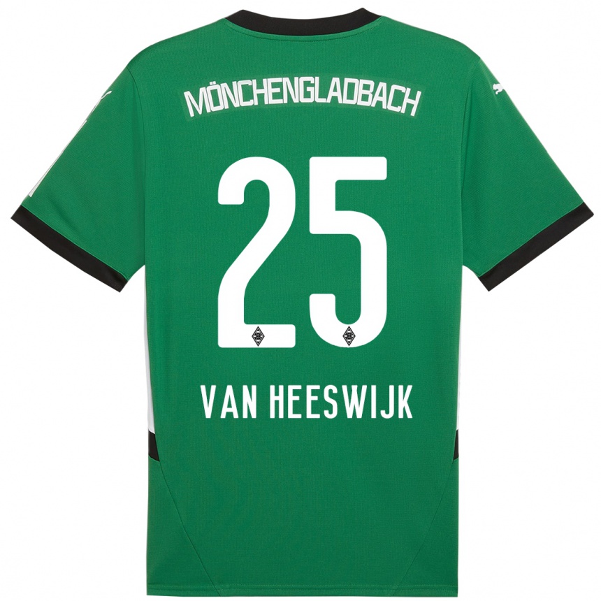 Kids Football Amber Van Heeswijk #25 Green White Away Jersey 2024/25 T-Shirt Nz