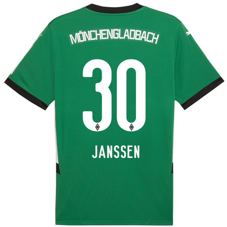 Kids Football Annalena Janssen #30 Green White Away Jersey 2024/25 T-Shirt Nz