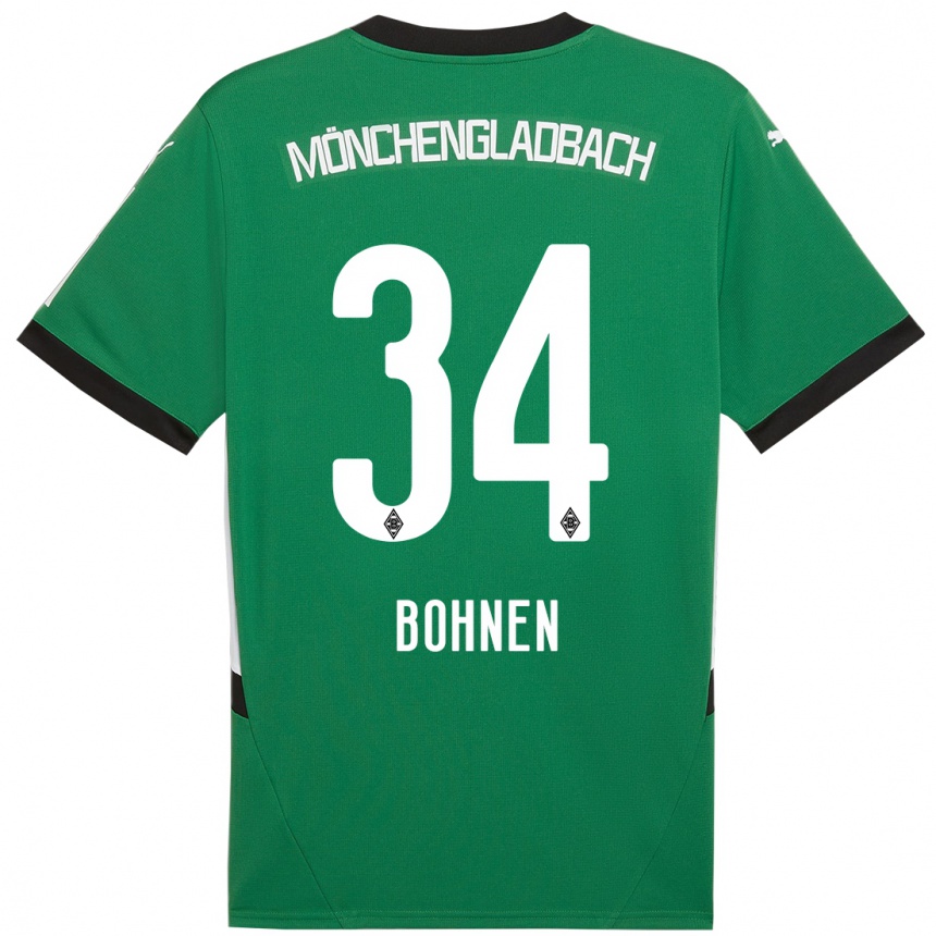 Kids Football Bohnen #34 Green White Away Jersey 2024/25 T-Shirt Nz