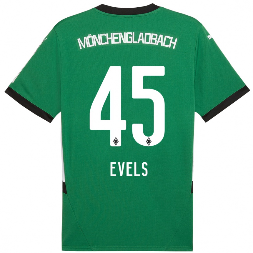 Kids Football Emily Evels #45 Green White Away Jersey 2024/25 T-Shirt Nz