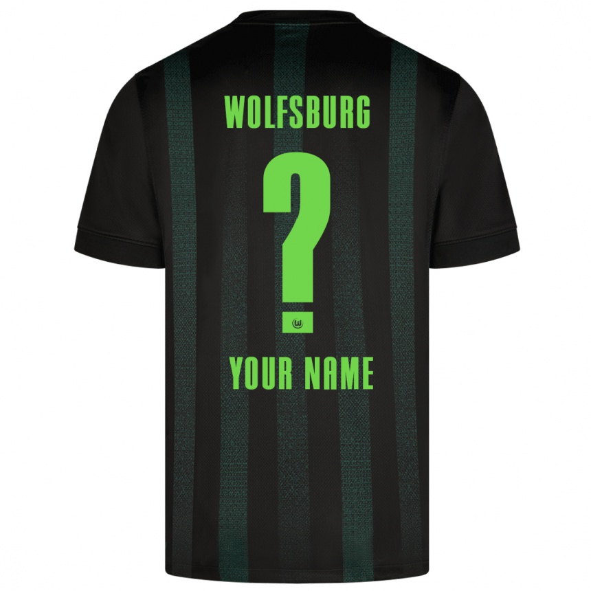 Kids Football Your Name #0 Dark Green Away Jersey 2024/25 T-Shirt Nz