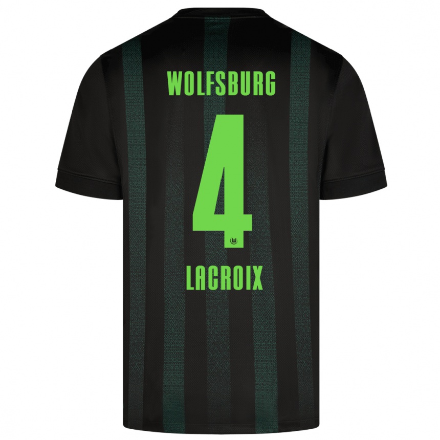 Kids Football Maxence Lacroix #4 Dark Green Away Jersey 2024/25 T-Shirt Nz