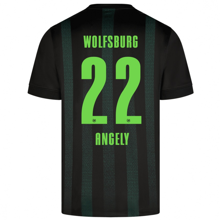 Kids Football Mathys Angély #22 Dark Green Away Jersey 2024/25 T-Shirt Nz