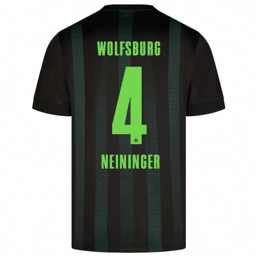 Kids Football Till Neininger #4 Dark Green Away Jersey 2024/25 T-Shirt Nz