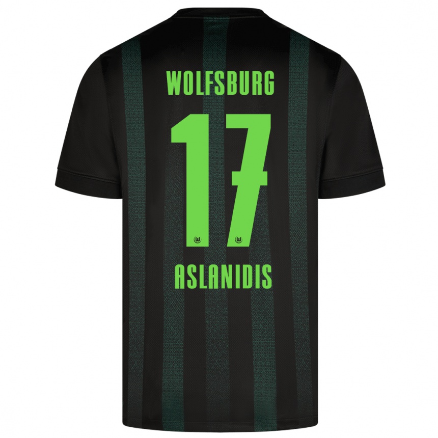 Kids Football Elijas Aslanidis #17 Dark Green Away Jersey 2024/25 T-Shirt Nz