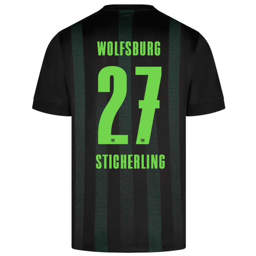 Kids Football Carl-Anton Sticherling #27 Dark Green Away Jersey 2024/25 T-Shirt Nz