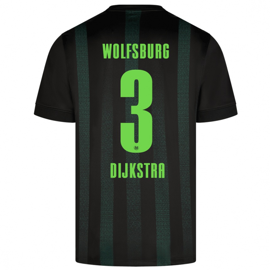 Kids Football Caitlin Dijkstra #3 Dark Green Away Jersey 2024/25 T-Shirt Nz