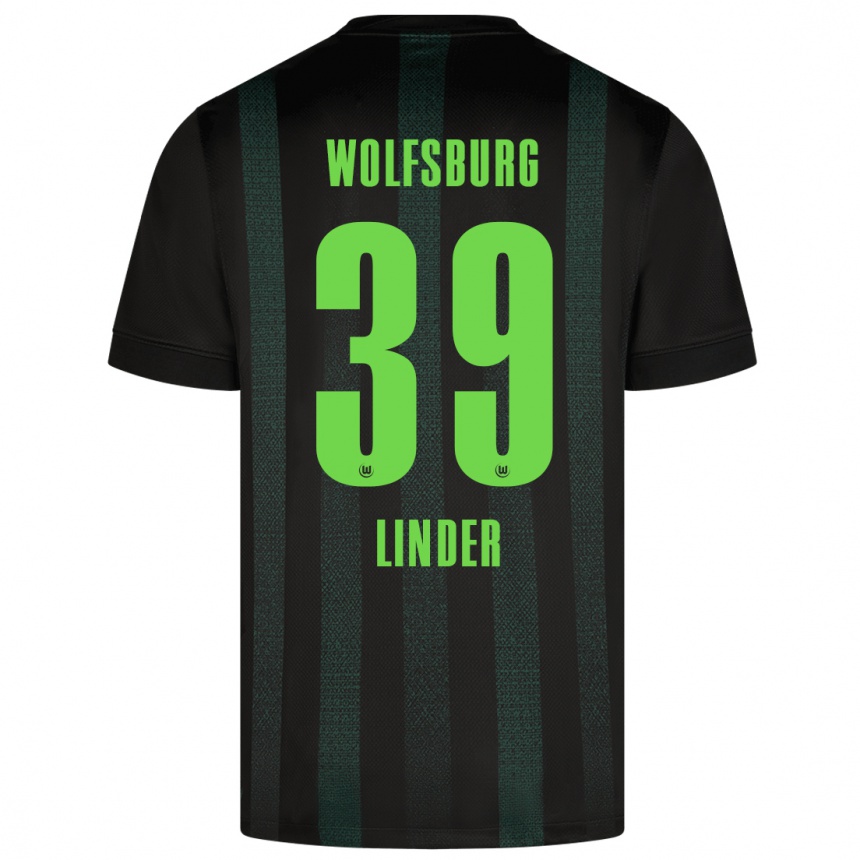 Kids Football Sarai Linder #39 Dark Green Away Jersey 2024/25 T-Shirt Nz