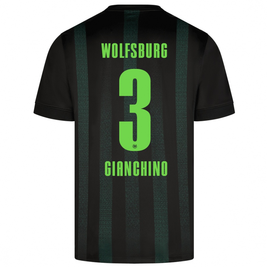 Kids Football Michele Gianchino #3 Dark Green Away Jersey 2024/25 T-Shirt Nz