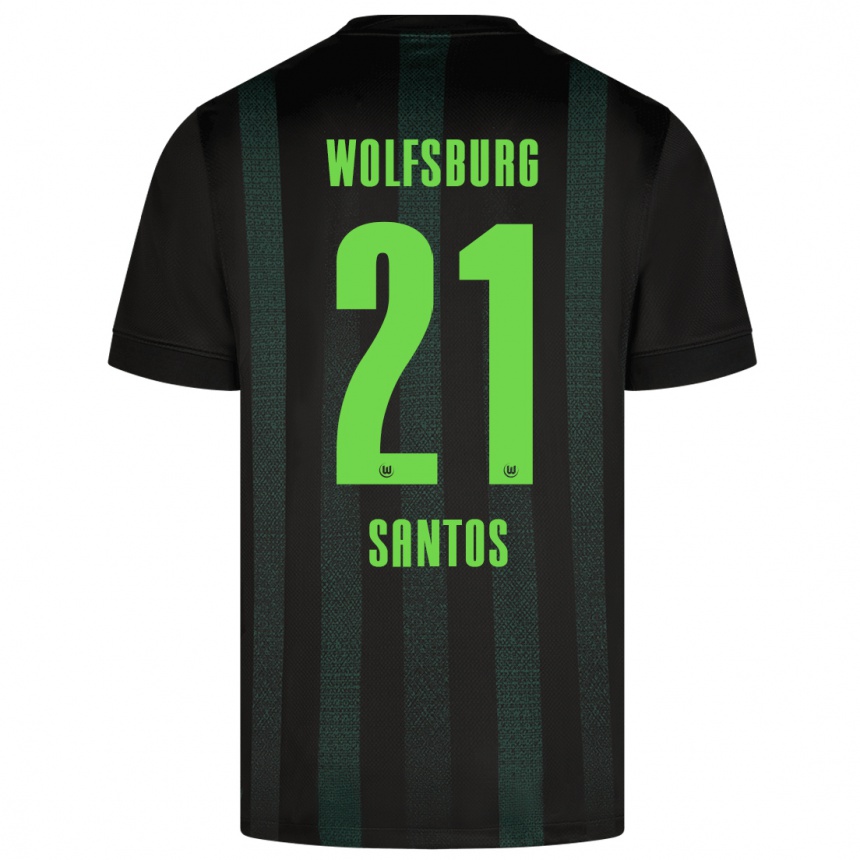 Kids Football Leonardo Santos #21 Dark Green Away Jersey 2024/25 T-Shirt Nz