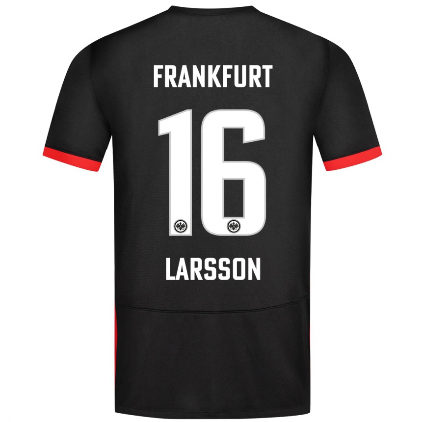 Kids Football Hugo Larsson #16 Black Away Jersey 2024/25 T-Shirt Nz