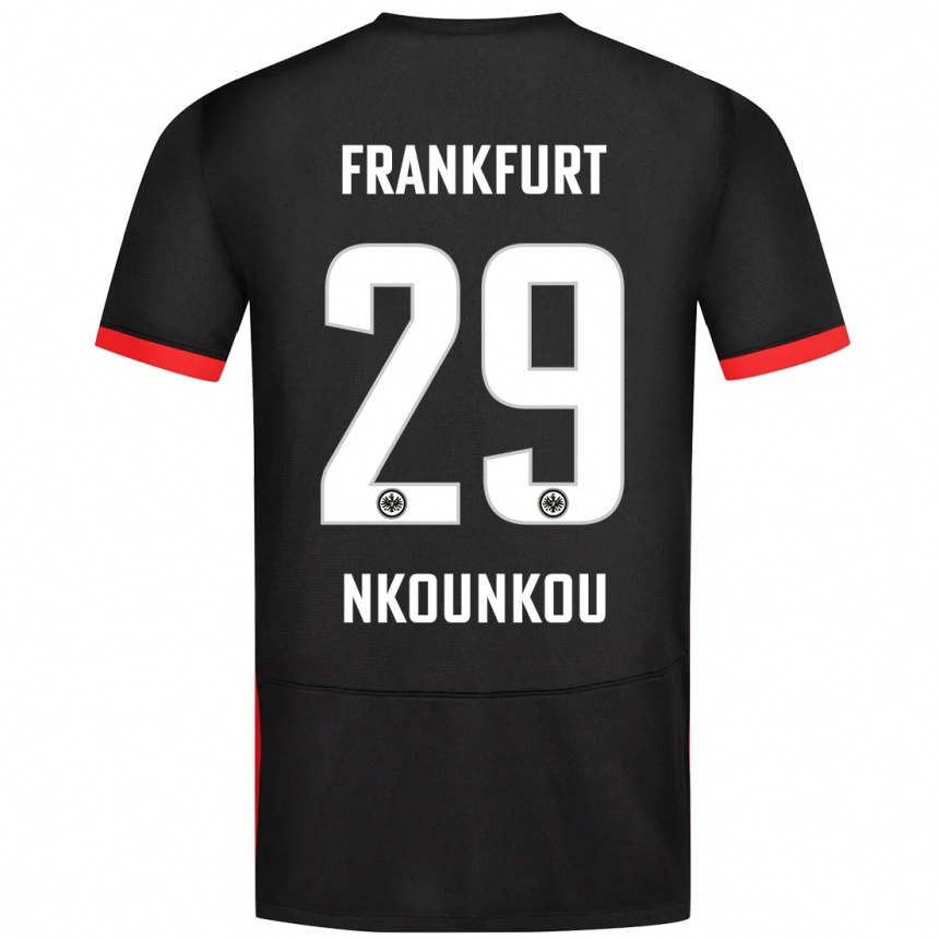 Kids Football Niels Nkounkou #29 Black Away Jersey 2024/25 T-Shirt Nz