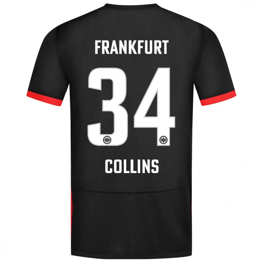 Kids Football Nnamdi Collins #34 Black Away Jersey 2024/25 T-Shirt Nz