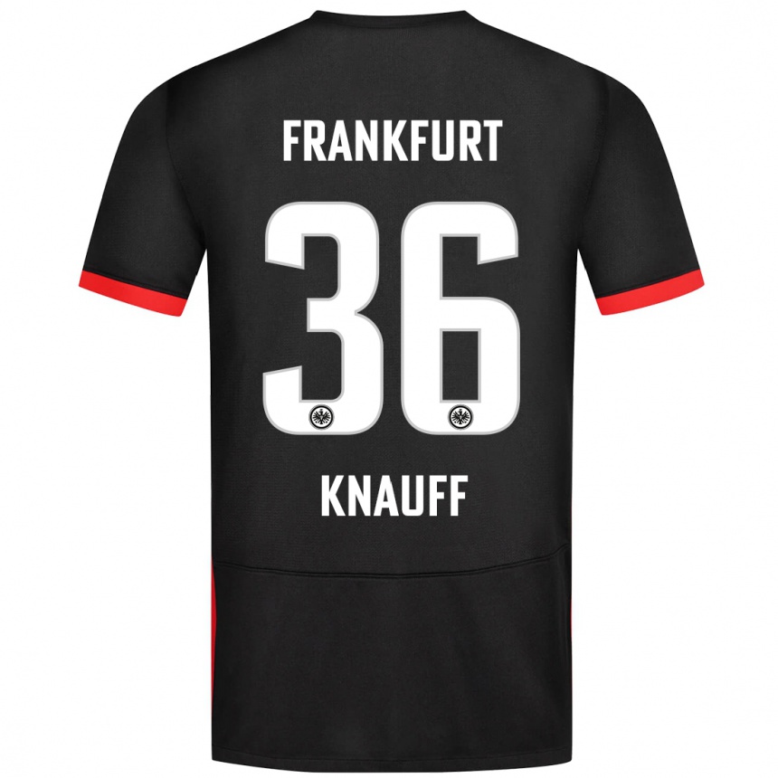 Kids Football Ansgar Knauff #36 Black Away Jersey 2024/25 T-Shirt Nz