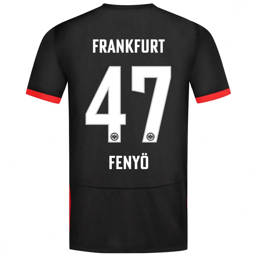 Kids Football Noah Fenyö #47 Black Away Jersey 2024/25 T-Shirt Nz