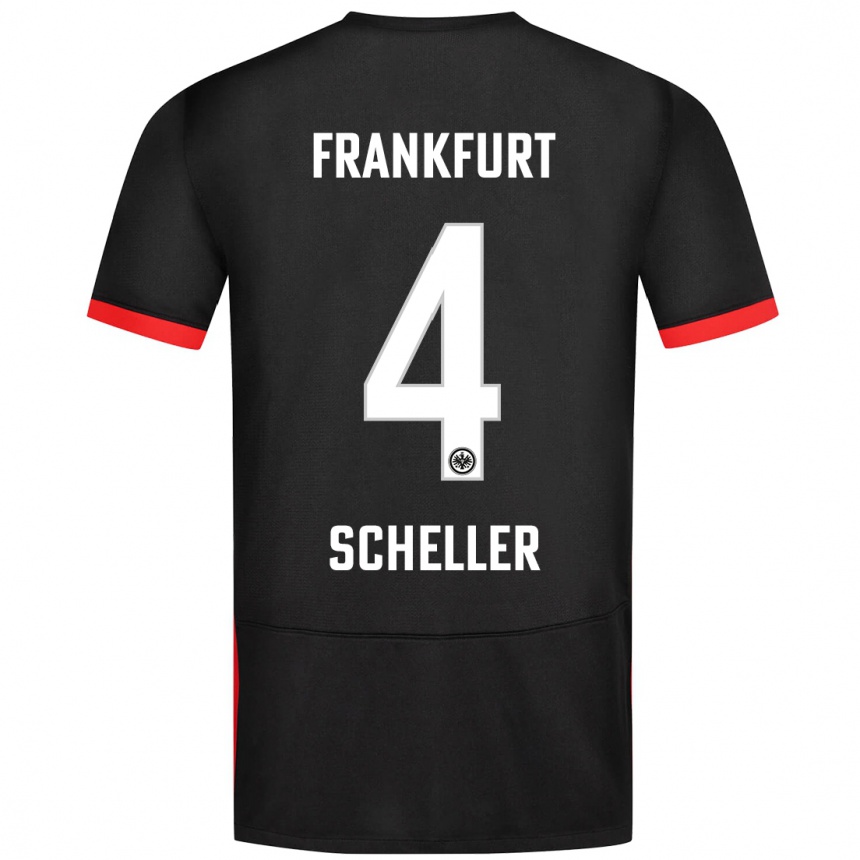 Kids Football Niklas Scheller #4 Black Away Jersey 2024/25 T-Shirt Nz