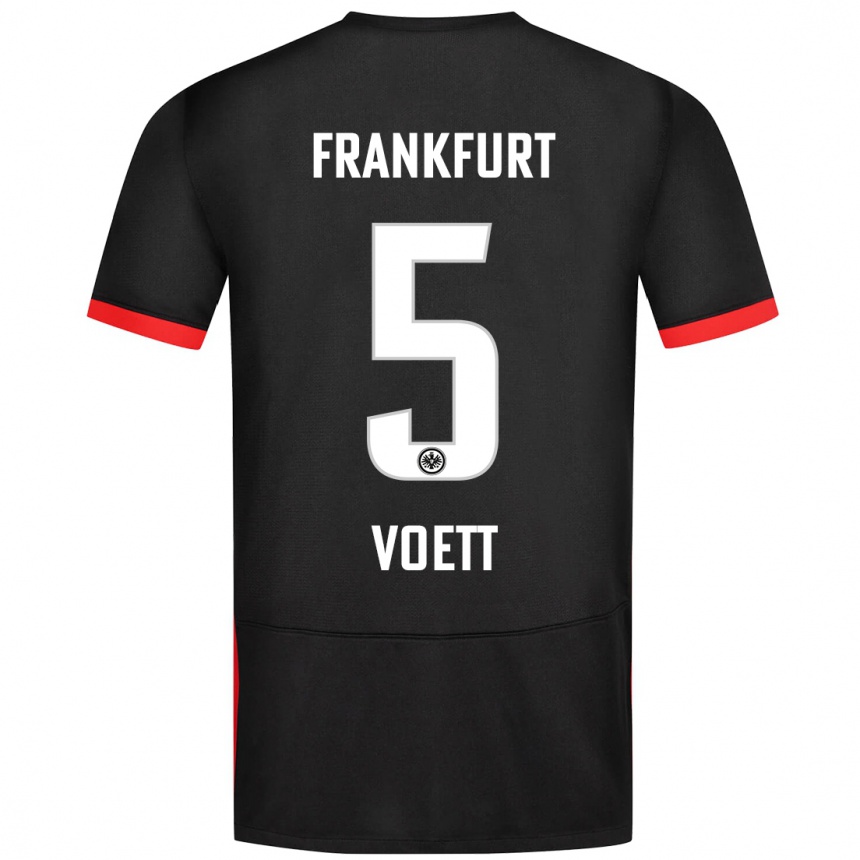 Kids Football Johannes Voett #5 Black Away Jersey 2024/25 T-Shirt Nz