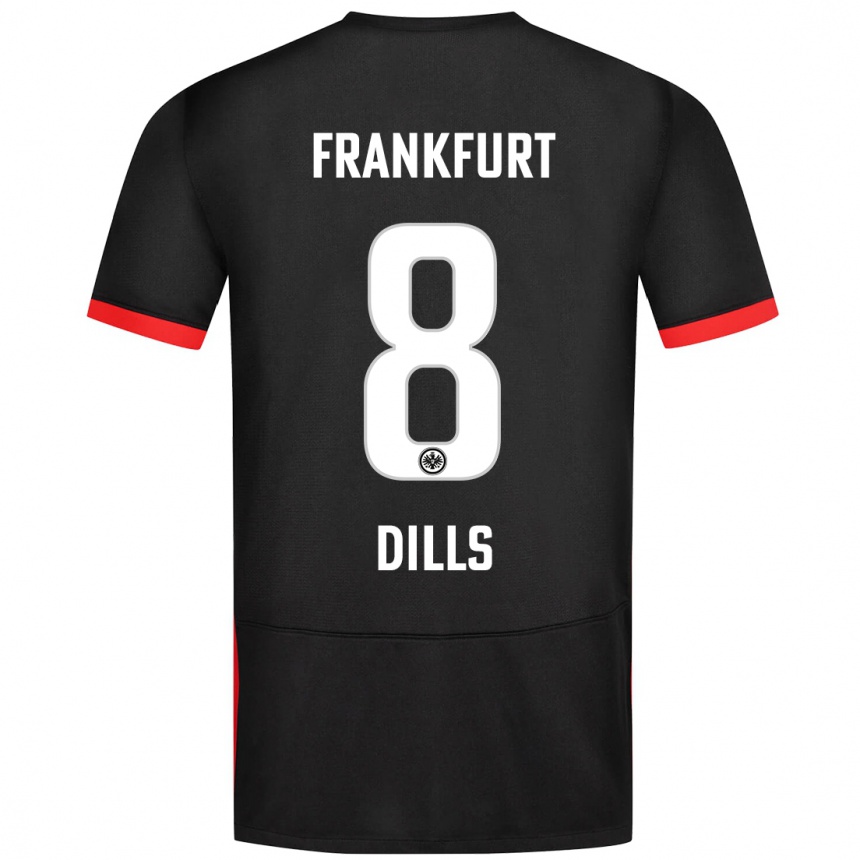 Kids Football Marvin Dills #8 Black Away Jersey 2024/25 T-Shirt Nz