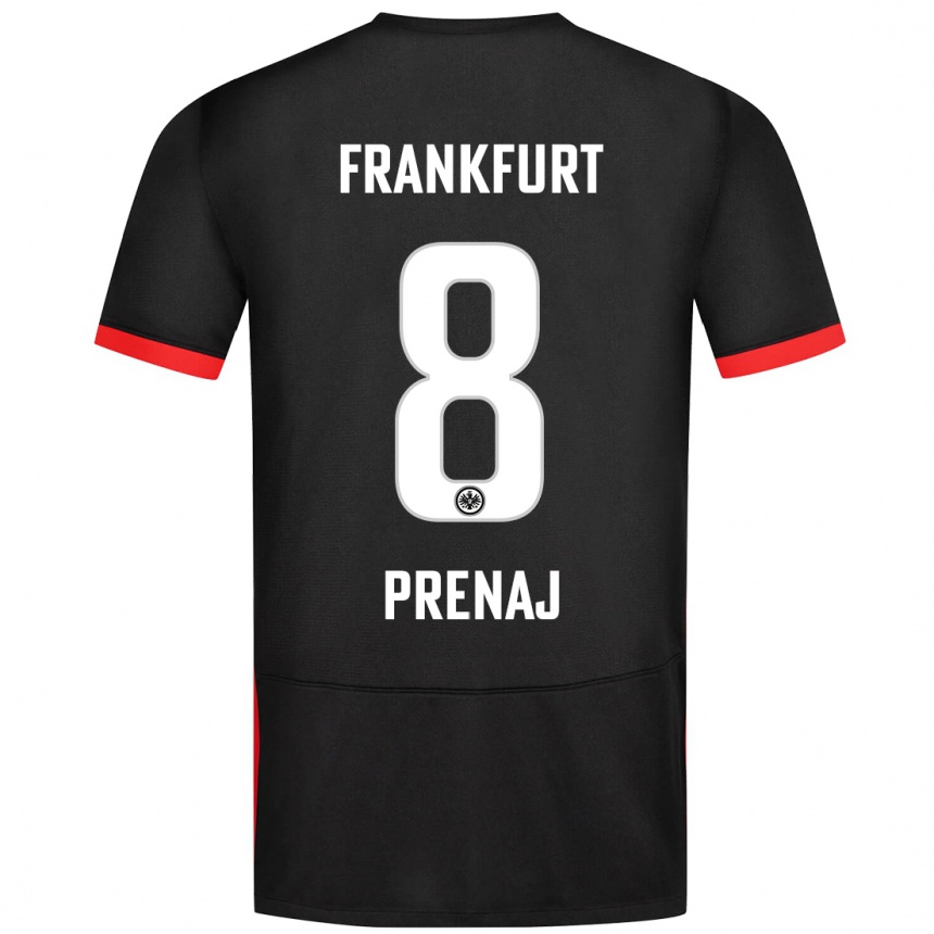 Kids Football Christian Prenaj #8 Black Away Jersey 2024/25 T-Shirt Nz