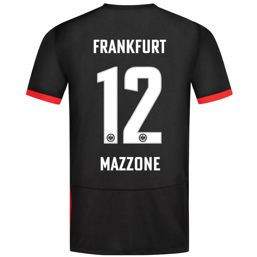 Kids Football Matteo Mazzone #12 Black Away Jersey 2024/25 T-Shirt Nz