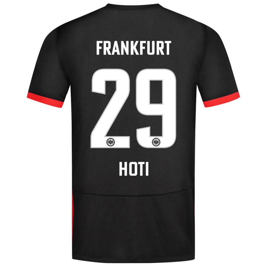 Kids Football Leart Hoti #29 Black Away Jersey 2024/25 T-Shirt Nz