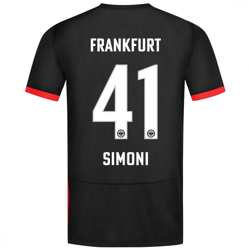 Kids Football Simon Simoni #41 Black Away Jersey 2024/25 T-Shirt Nz