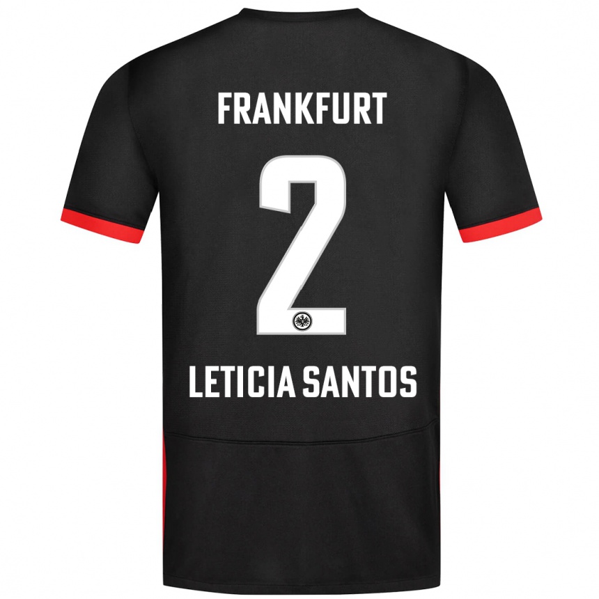 Kids Football Letícia Santos De Oliveira #2 Black Away Jersey 2024/25 T-Shirt Nz