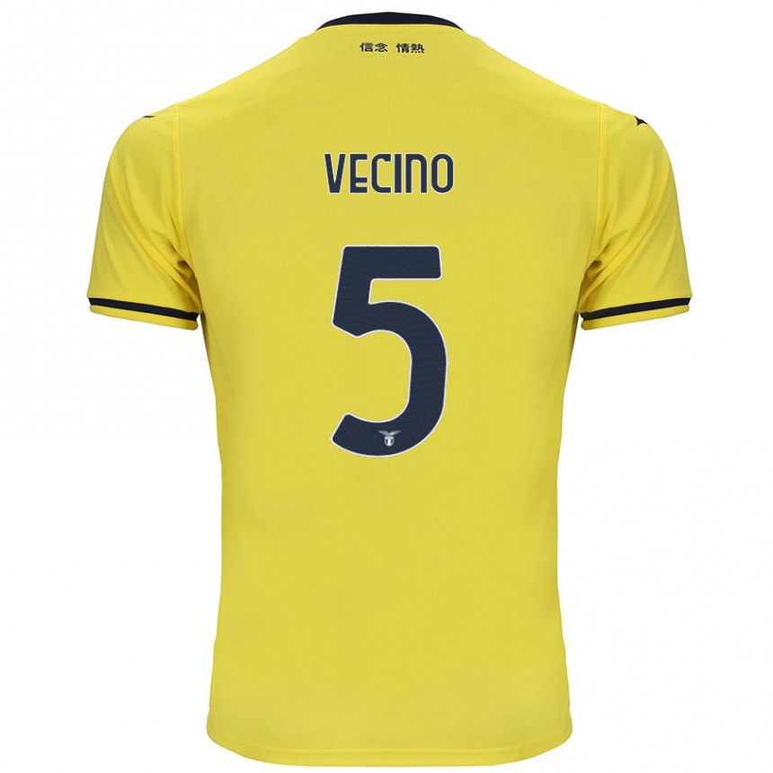 Kids Football Matías Vecino #5 Yellow Away Jersey 2024/25 T-Shirt Nz