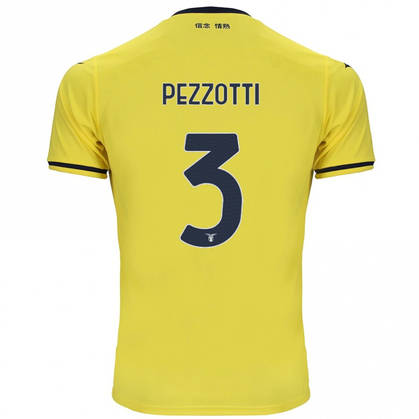 Kids Football Arianna Pezzotti #3 Yellow Away Jersey 2024/25 T-Shirt Nz