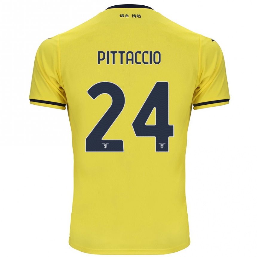 Kids Football Francesca Pittaccio #24 Yellow Away Jersey 2024/25 T-Shirt Nz