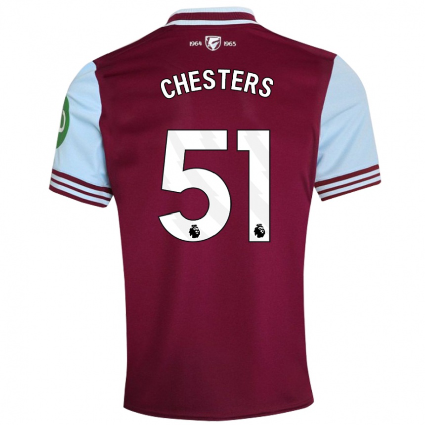 Men Football Dan Chesters #51 Dark Red Home Jersey 2024/25 T-Shirt Nz