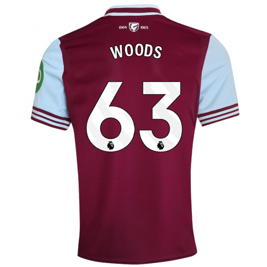 Men Football Archie Woods #63 Dark Red Home Jersey 2024/25 T-Shirt Nz