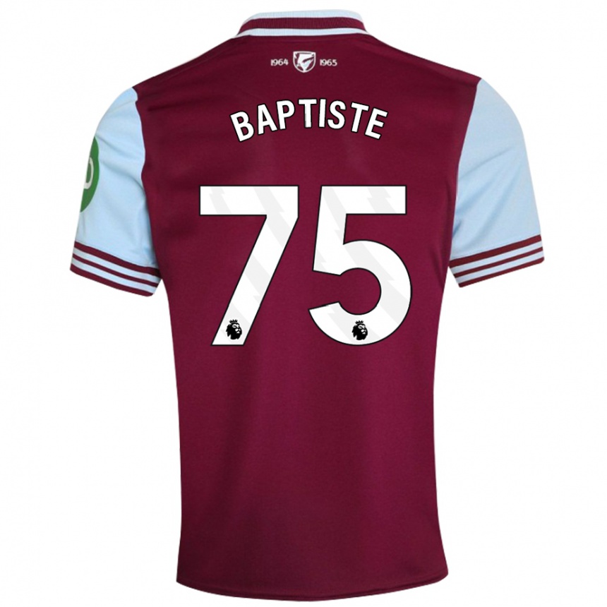 Men Football Jamal Baptiste #75 Dark Red Home Jersey 2024/25 T-Shirt Nz