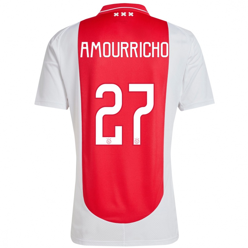 Men Football Amourricho Van Axel Dongen #27 Red White Home Jersey 2024/25 T-Shirt Nz