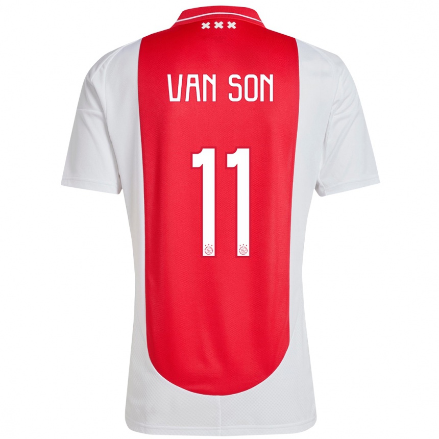 Men Football Daniël Van Son #11 Red White Home Jersey 2024/25 T-Shirt Nz