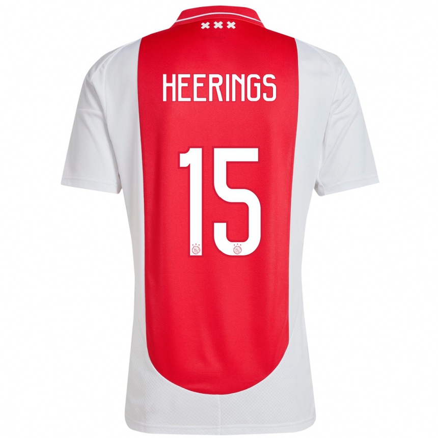 Men Football Kai Heerings #15 Red White Home Jersey 2024/25 T-Shirt Nz