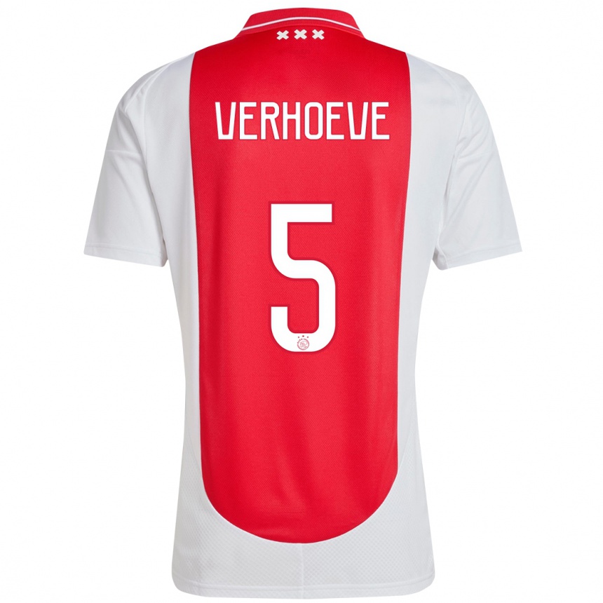 Men Football Soraya Verhoeve #5 Red White Home Jersey 2024/25 T-Shirt Nz