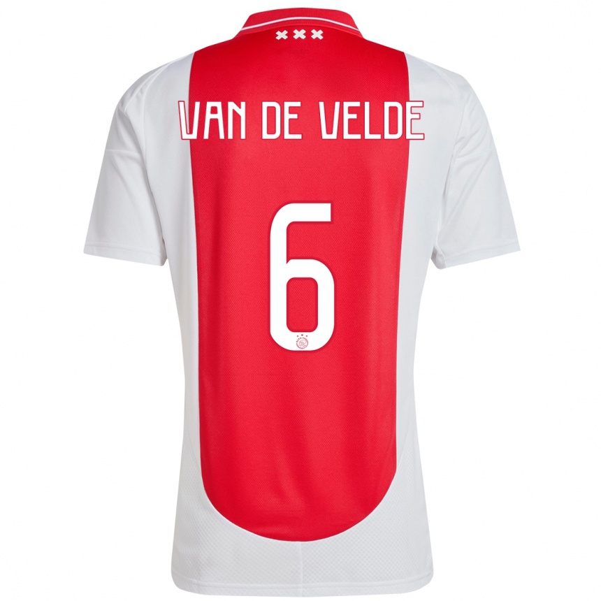 Men Football Jonna Van De Velde #6 Red White Home Jersey 2024/25 T-Shirt Nz