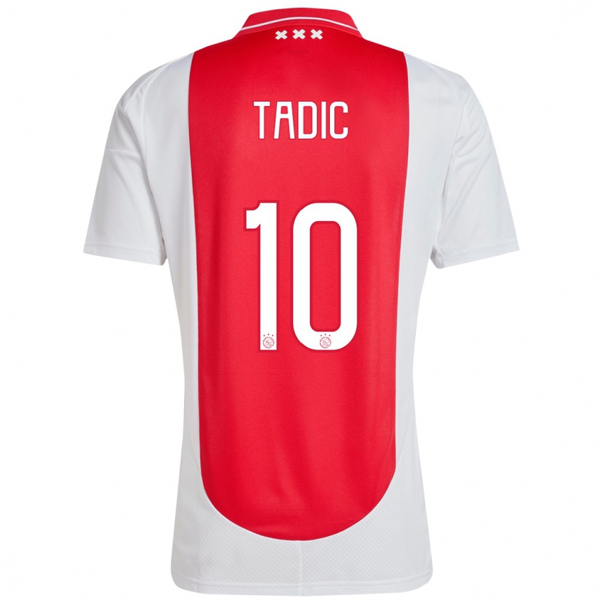 Men Football Dusan Tadic #10 Red White Home Jersey 2024/25 T-Shirt Nz